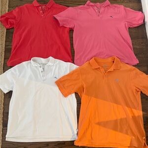 Set of 4 Tommy Bahama Polo Short Sleeve T-Shirts - Red, Pink, White, Orange